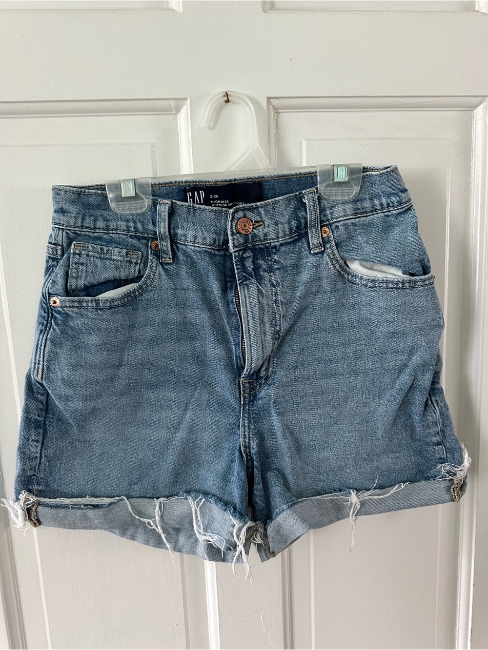GAP High Rise Vintage Mid Short Light Blue Denim Shorts